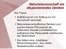 Naturwissenschaft als disponierendes Denken