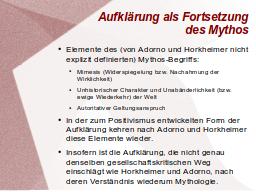 Aufklärung und Mythos