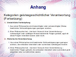 Anhang: geistesgeschichtliche Verantwortung II