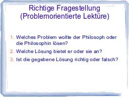 Richtige Fragestellung
