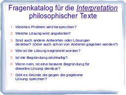 Fragenkatalog für die Interpretation