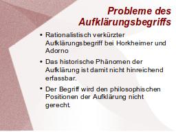Probleme des Aufklärungsbegriffs